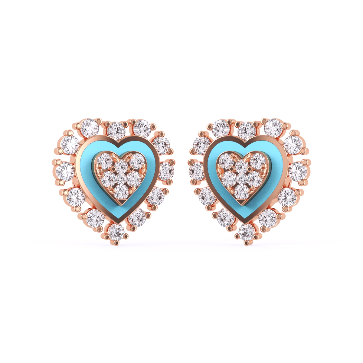 Lovely Heart Halo Diamond Earrings For Her